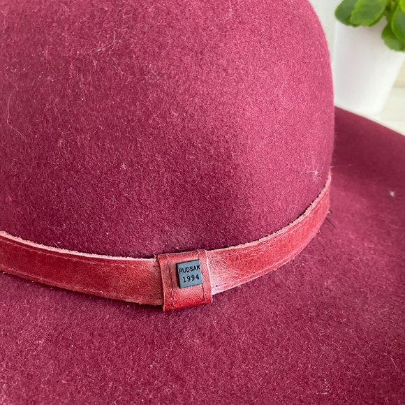 Rudsak Women's Boho Wine Red Felt Hat - Wide Brimmed - One Sized - Picture 4 of 4